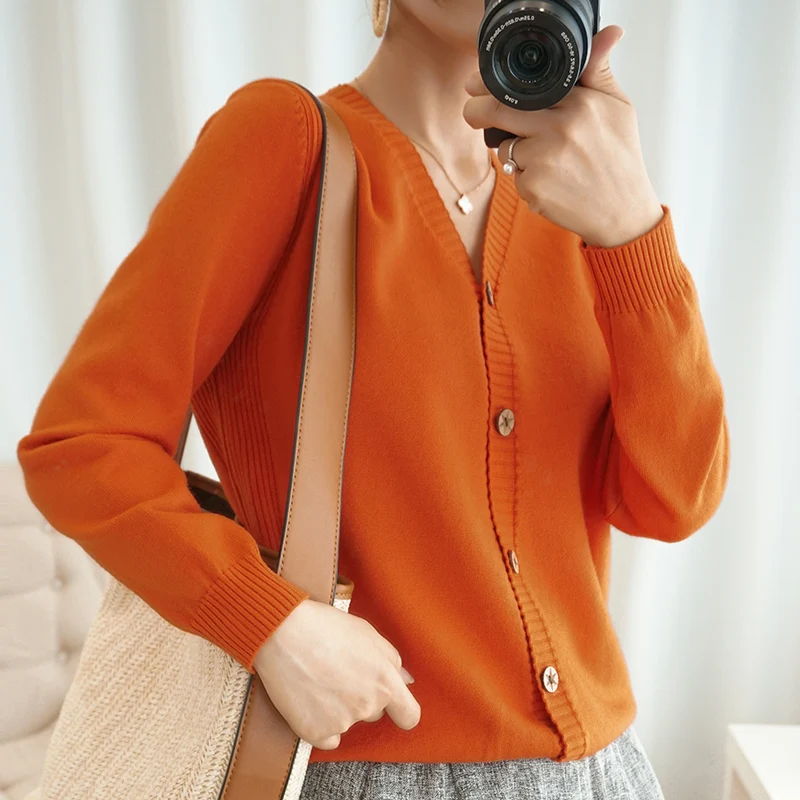 

Autumn Knitted Sweater Cardigans Women Loose Cashmere Wool Sweaters Coats 2019 Long Sleeve V-Neck Female Cardigan