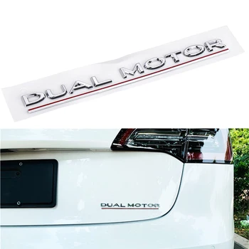 

For Tesla Model 3 Dual Motor Decals 3D Chrome ABS Car Rear Trunk Emblem Sticker Badge Modification Sticker Styling Accessories