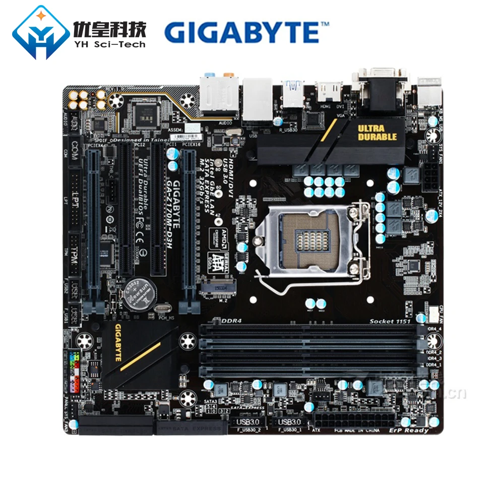 Оригинальная б/у настольная Материнская плата Gigabyte GA-Z170M-D3H Z170 Socket LGA 1151 Core i7/i5/i3/Pentium/Celeron DDR4 64GB Micro ATX
