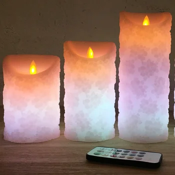 

Floral embossed Wax LED Candles with RGB remote,Unique LED candle for SPA,Bar,Coffee Shop,Hotel decoration,,Christmas decoration