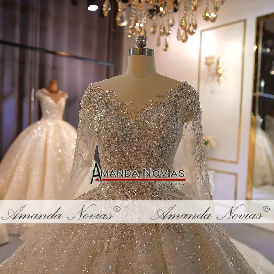 Бренд Amanda novias настоящая работа роскошное дубайское тяжелое бисерное свадебное платье свадебные платья новые свадьбы