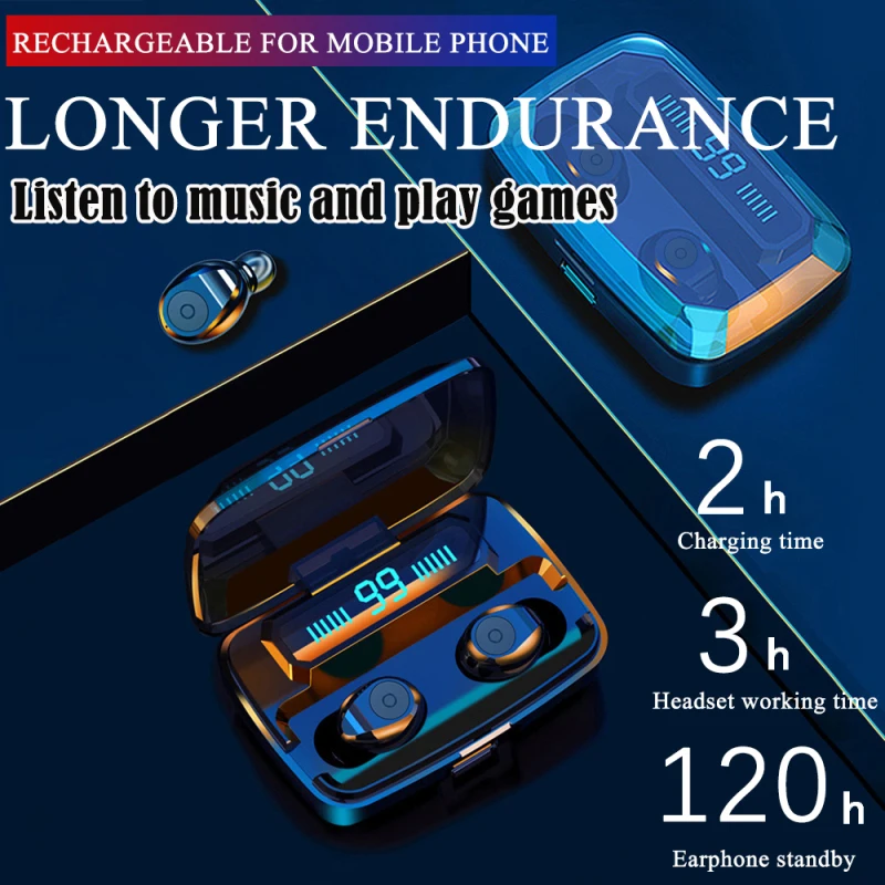 F9 Bluetooth 5.0 Headset TWS Earphones 3500MAH Capacity Twins Earbuds 5D Stereo Headphones Comfortable Sports Earphones