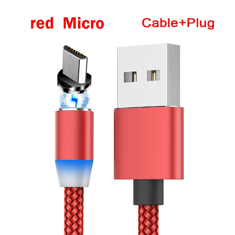 Магнитный Зарядное устройство usb кабель 1 м Микро Тип type-C USB для Iphone 6/7/8 X HuaweiXIAOMI USB кабель для зарядки или передачи данных со штекером супер Зарядное устройство кабель - Цвет: Red for Micro