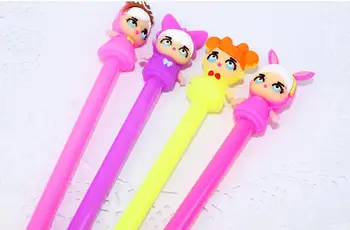 

pretty happy kids gel pen cartoon stationery prize korea office writing student pen needle pen black ink 0.5mm 48pc/lot