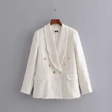 ^#Cheap Blazer feminino new white gold buckle raw design woolen female temperament OL wind professional wild suit long-sleeved jacket ^#Cheap Blazer feminino new white gold buckle raw design woolen female temperament OL wind professional wild suit long-sleeved jacket