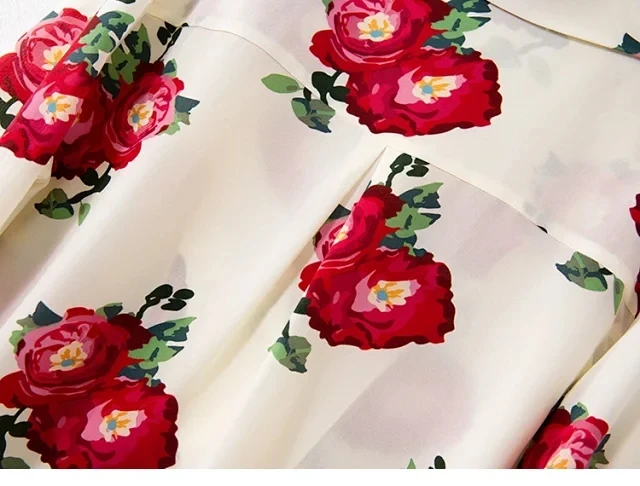 Women's Floral Printed Shirt Loose Pajama Style