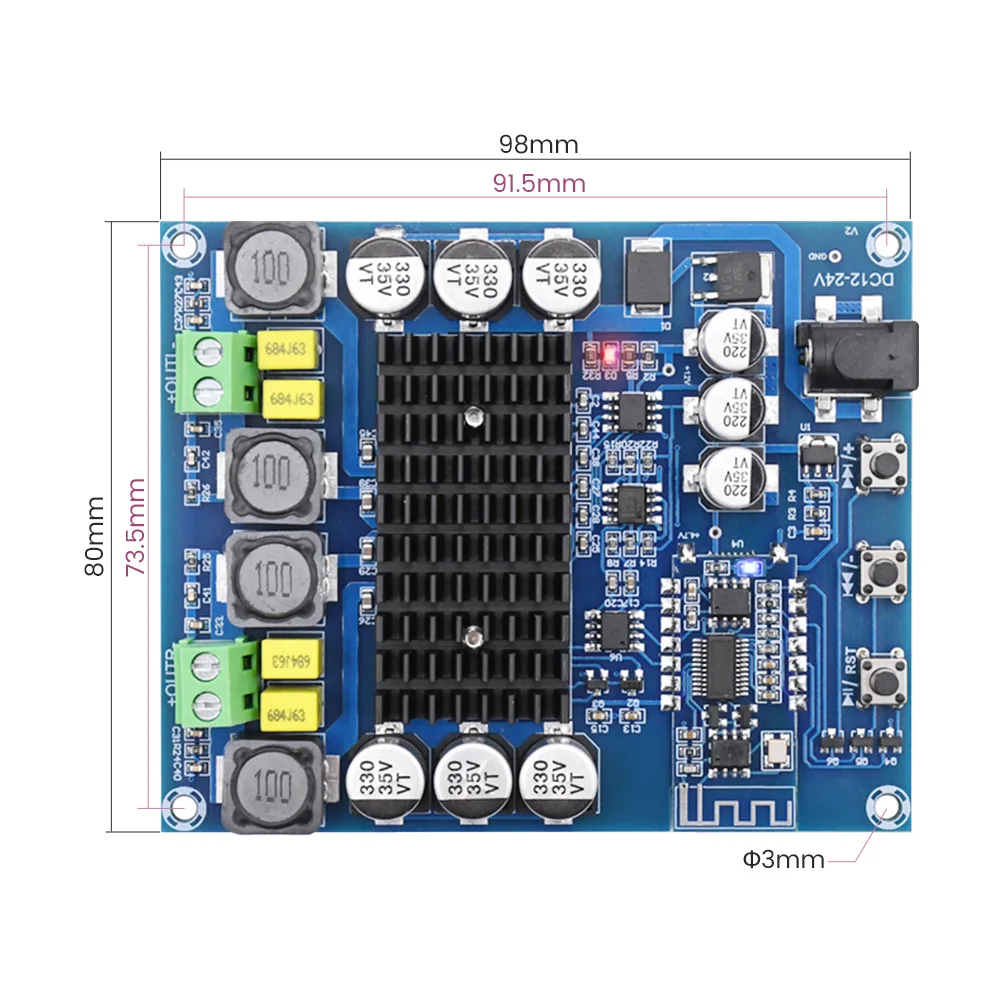 AIYIMA Bluetooth 5,0 TPA3116D2 цифровой усилитель плата класса D Мини усилитель мощности для дома 50x2 с предусилителем NE5532 Op Amp