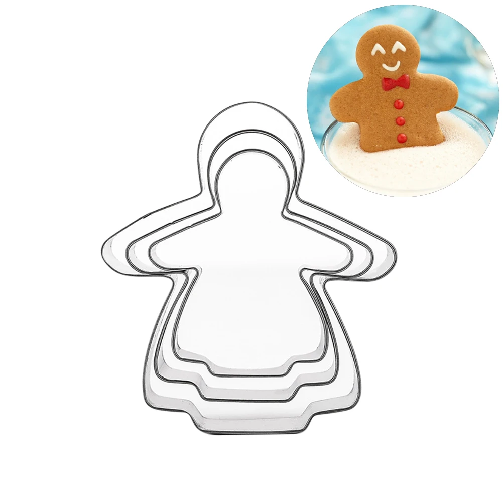3pcs/lot S+M+L Stainless Steel 3D Christmas Cookie Cutters Cake Cookie Mold Fondant Cutter DIY Baking Tools - Цвет: B
