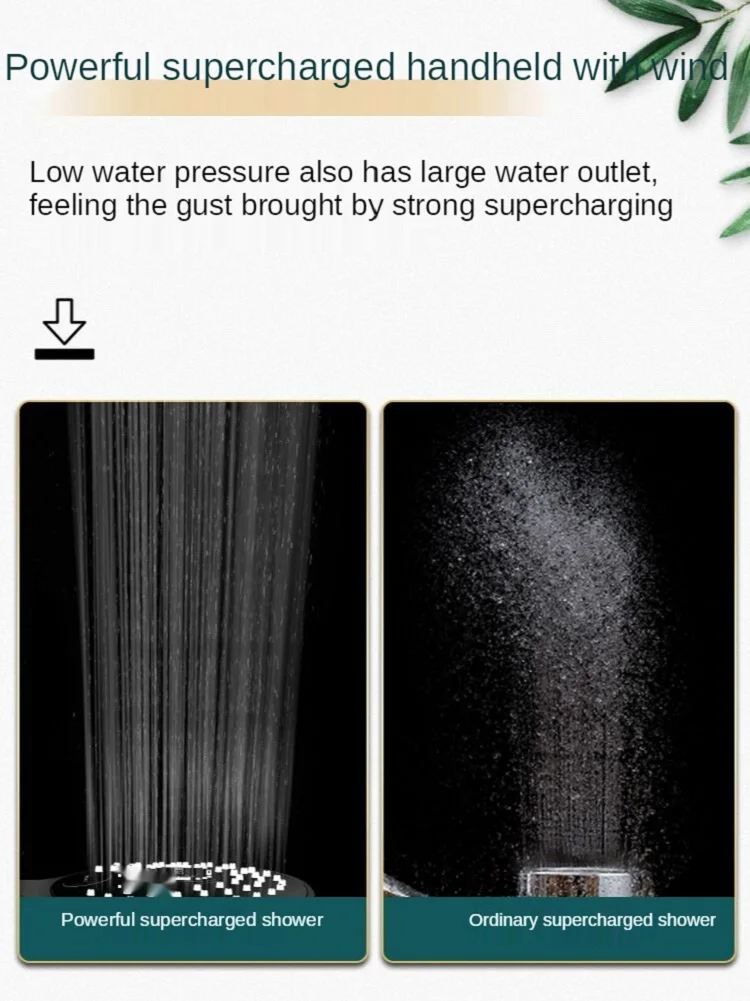 Shower Head Rainfall Bathroom 3 Modes ABS round Chrome Water-Saving Nozzle G1/2 Bath Faucet Wall Mounted Adjustable Black Shower - Image 3