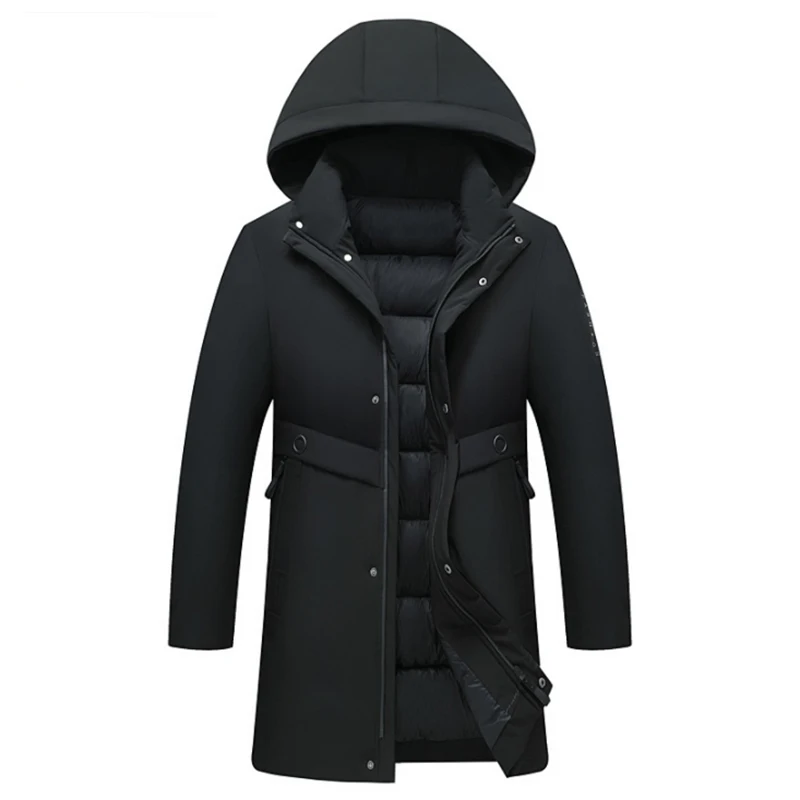 Winter Hooded Men Jackets and Coats High Quality Warm Long Parkas Men Solid Casual Men Jackets Coats Mens Slim Fit Wool Blazer