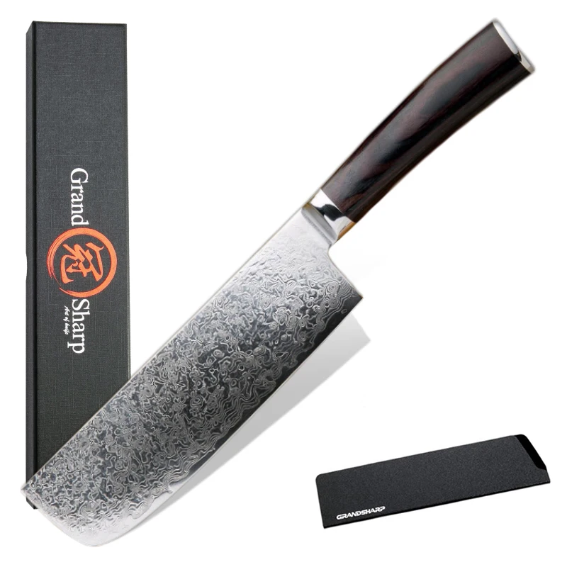 GRANDSHARP Nakiri ножи шеф-повара японская Дамасская сталь vg10 дамасский кухонный нож