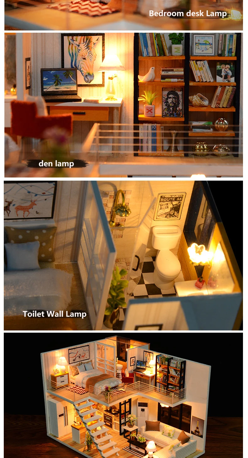 3D миниатюрный кукольный домик DIY Кукольный дом деревянные кукольные домики набор мебели игрушки для детей взрослые подарки на день рождения
