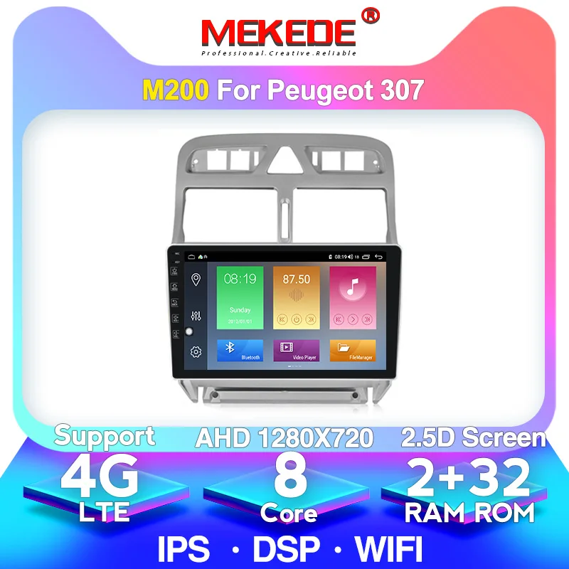MEKEDE 4G + 64G для Peugeot 307 2002-2013 автомагнитола стерео плеер Bluetooth GPS навигация IPS DSP |