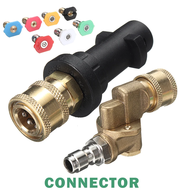Car Power High Pressure Pivoting Coupler Brass Spray Nozzles Steel Adapter Kit For Karcher K