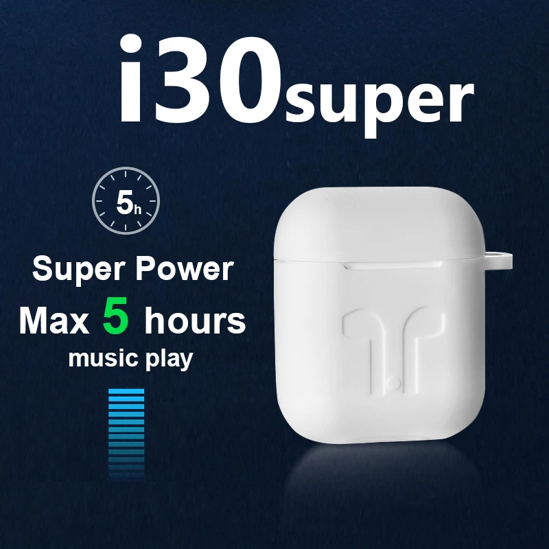

i30super Super Power 5h Wireless Earphone 6D Super Bass Bluetooth 5.0 Earphones i30 tws not W1 Chip twsi30