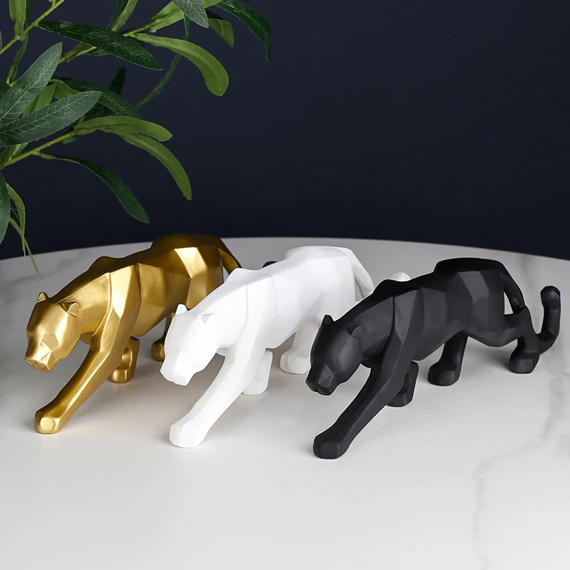 Black panther animal statue Resin abstract Geometric Style Decor Crafts Modern home livingroom office desktop Sculpture Ornament Ornament Crafts Resin Ornaments Resin Crafts Resin Crafts Accessories