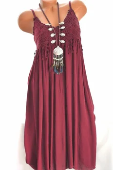 

ZOGAA 2019 Summer Women Sexy Dress Casual Slim Fashion Lace Sling Long Dress Loose Comfortable Maxi Dresses Female Big Size 5XL