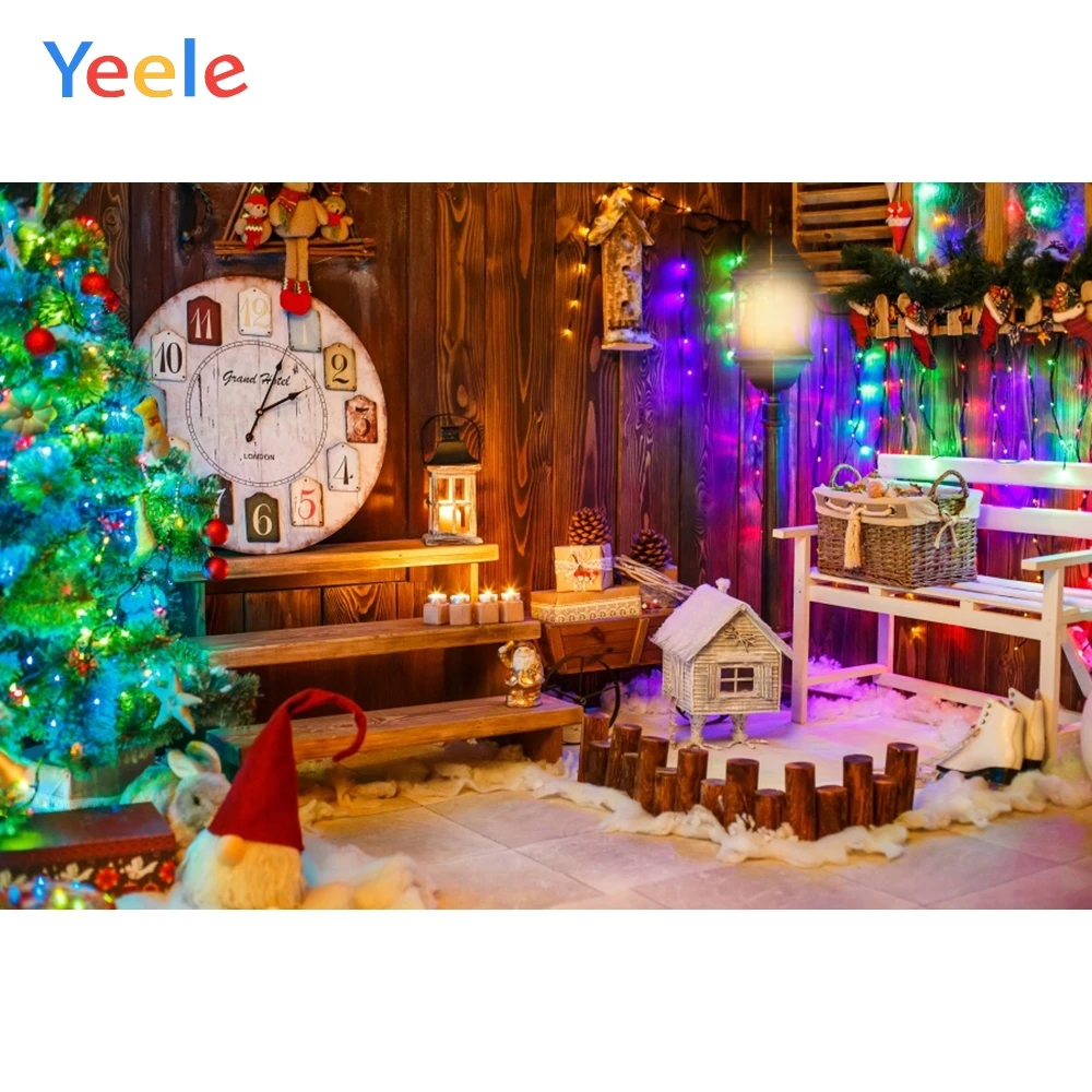 

Yeele Christmas Tree Clock Light House Model Decor Photography Backgrounds Customized Photographic Backdrops for Photo Studio
