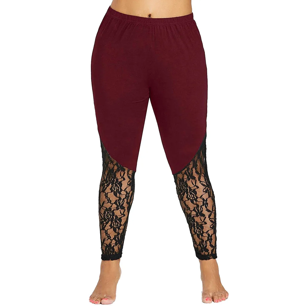 Модные женские леггинсы больших размеров кружевные обтягивающие ...