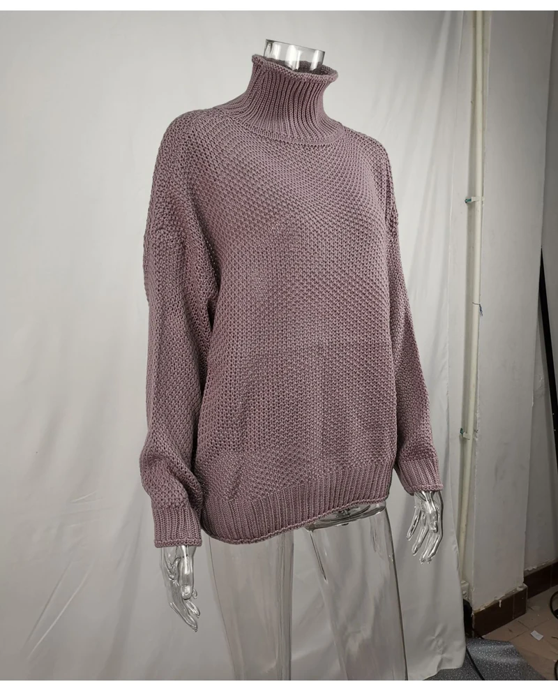 Осенне-зимний вязаный свитер с высоким воротом для женщин, пуловеры больших размеров, женский свитер, пуловер, женские свободные свитера, более размера 3xl