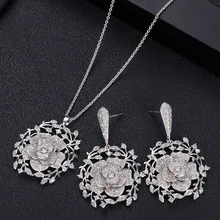 Janeklly модное свадебное ожерелье серьги для женщин аксессуары Полный кубический цирконий для невесты Ювелирные наборы pendientes mujer moda