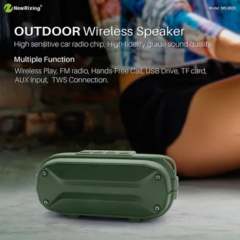 

Outdoor Wireless Bluetooth Speaker 6w Portable Soundbar with FM Radio TWS Connection Mini Subwoofer Support TF Card Play