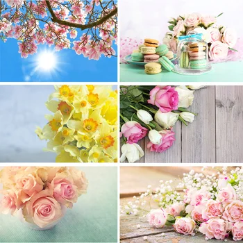 

Vinyl Custom Photography Backdrops Flower and Wooden Planks Theme Photography Background 200309HK-08