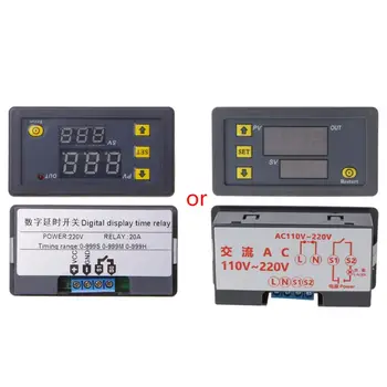 

Timer Delay Relay Module Dual Digital LED Display Time Switch 0-999s 0-999m 0-999h Adjustable AC 220V