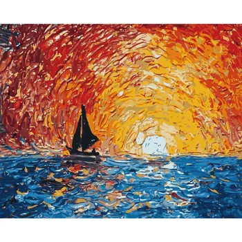 

2020 NEW Fantasy Sun Handmade DIY Digital oil Paintingpaint number and Coloring Oil painting Living room Dining room Bedroom