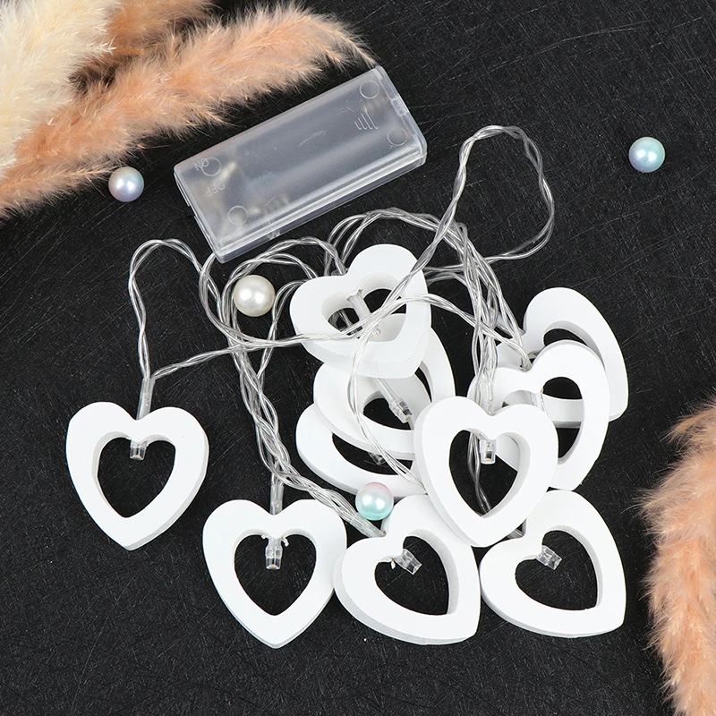 1Pc 1.5m 10 Lights LED Wood Love Garland Battery Box Garland Party Decoration