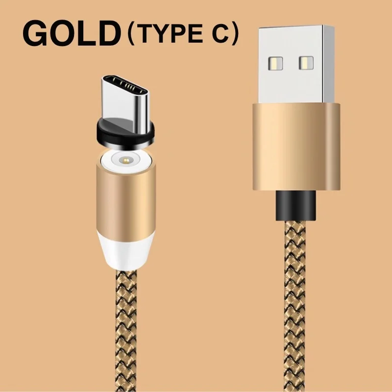 For Type-C Gold Магнитный кабель USB для быстрой зарядки типа C, магнитный кабель Micro USB для зарядки и передачи данных для iPhone, huawei, Xiaomi, samsung, кабель - Цвет: For Type-C Gold
