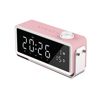 

K5 Wireless Bluetooth Speaker Mirror Alarm Clock With Phone Holder Function Audio Creative bedside Smart Dual Speaker Subwoofer