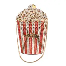 Изысканная красная дизайнерская знаменитая вечерняя сумочка с попкорном, клатчи со стразами, вечерние сумки, свадебная сумка на плечо, Коктейльная элегантная сумочка