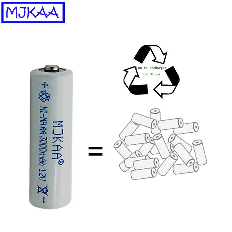 MJKAA 8 шт. AA 1 2 V Ni MH 3000mAh аккумулятор 2A аккумуляторные батареи для дистанционного