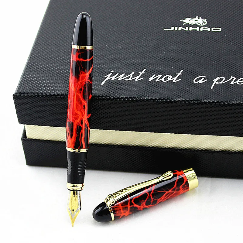 Jinhao X450 Роскошная красная с черной линией перьевая ручка высокого качества металлические чернильные ручки для офисных принадлежностей школьные принадлежности