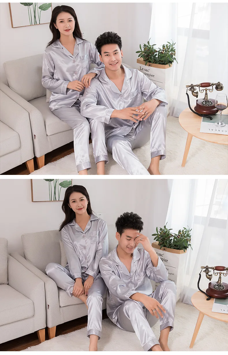 silk pajama pants Couple Sleepwear Pajamas Suit Intimate Lingerie Sexu Autumn New Sleep Set Nightwear Home Clothing Casual Homewear Nightgown buffalo plaid pajama pants