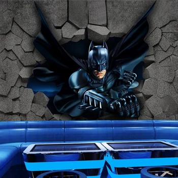 

Milofi custom 3D wallpaper mural Captain America Batman 3D broken wall living room bedroom background wall decoration painting w