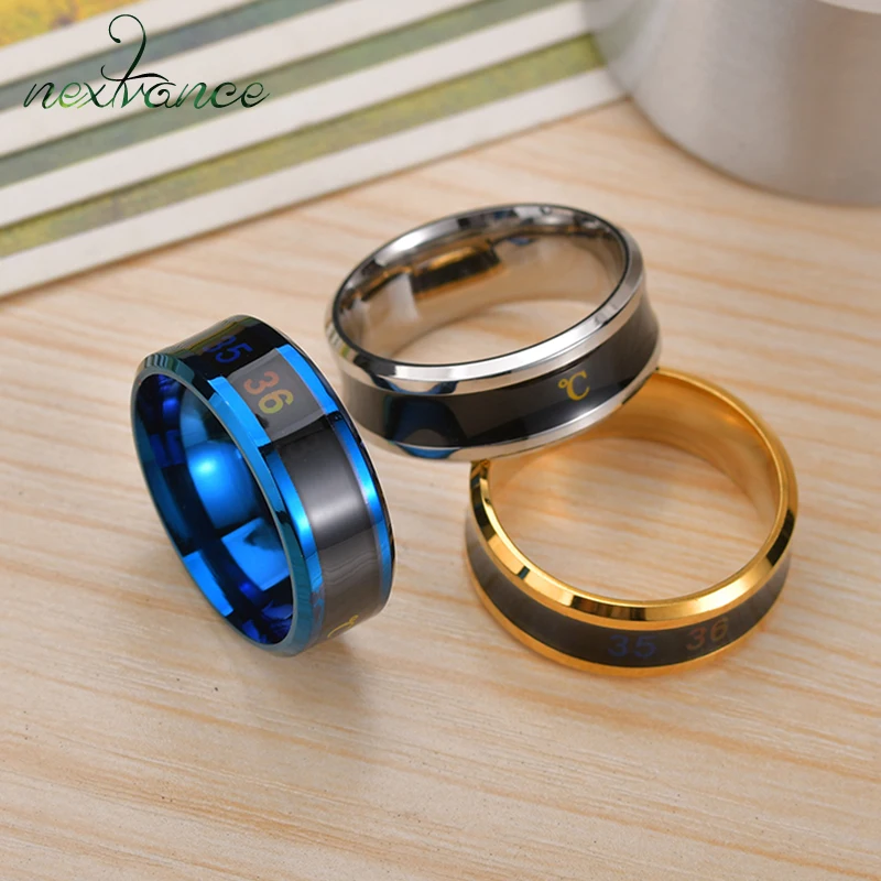 

Nextvance Temperature Measurement Ring Intelligent Temperature Sensing Change Jewelry Stainless Steel Men Women Creative Gift