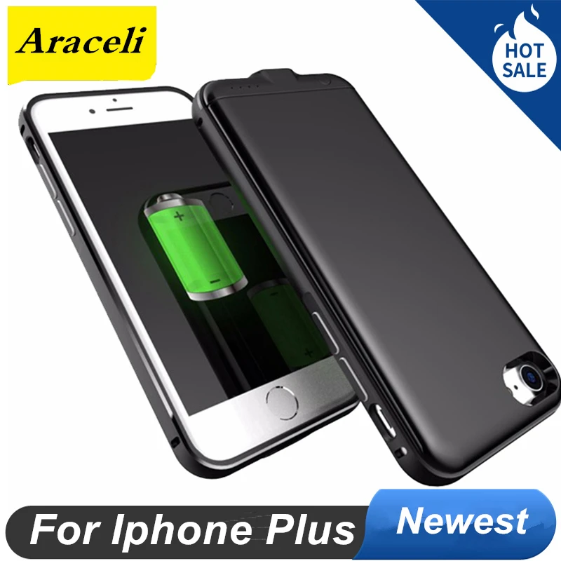 Металлический корпус для Iphone 6 Plus 6s 7 8 чехол аккумулятора 4000 мАч портативного