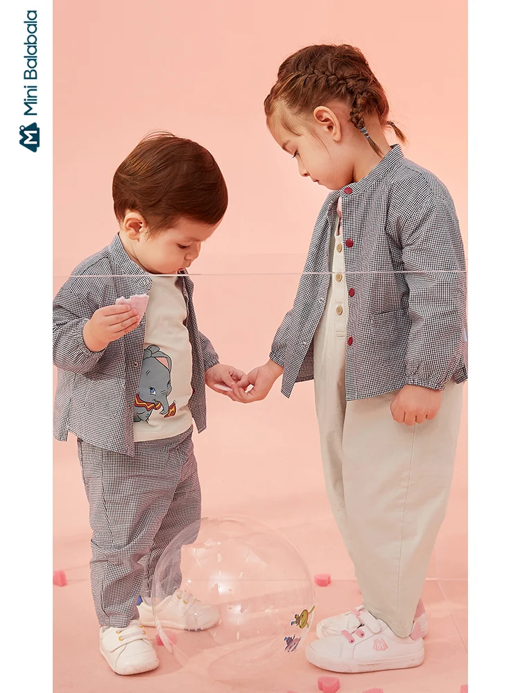 Minibalabala/Детская клетчатая куртка для мальчиков и девочек; повседневная одежда с принтом слона; Новинка года; Осенняя детская одежда