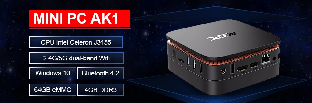 AK3V Windows10 Мини ПК процессор Intel Apollo Lake Celeron J3455 6GB DDR3 64GB 4K медиаплеер 2,4G& 5,8G Wifi Windows 10 Min PC