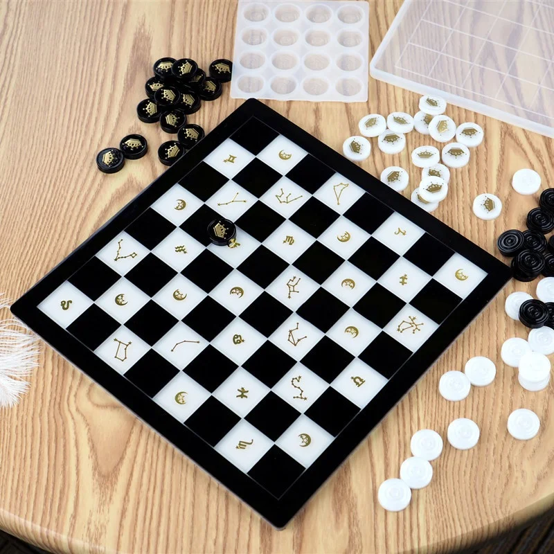 2Pcs Set Diy Epoxy Resin Mirror Silicone Mold for Chess Board Pieces | Дом и сад
