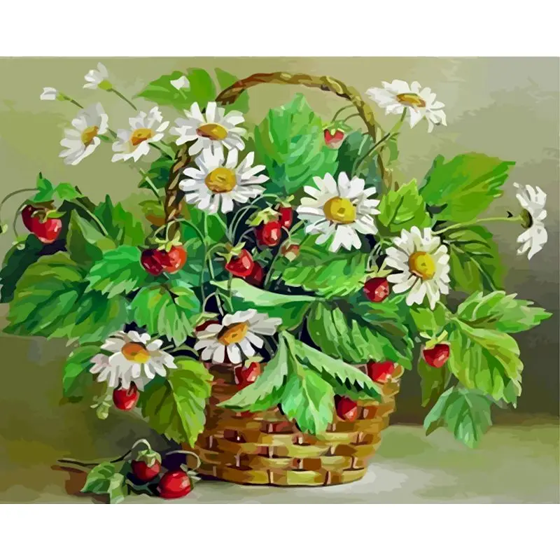 

SELILALI Picture By Numbers Flower Basket Painting Picture By Number DIY Framed Coloring On Canvas Home Wall Decor Art Diy Gift