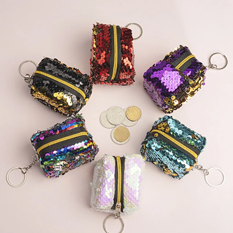

New children two-color stereoscopic sequins zero wallet female mini coin purse to receive a small bag