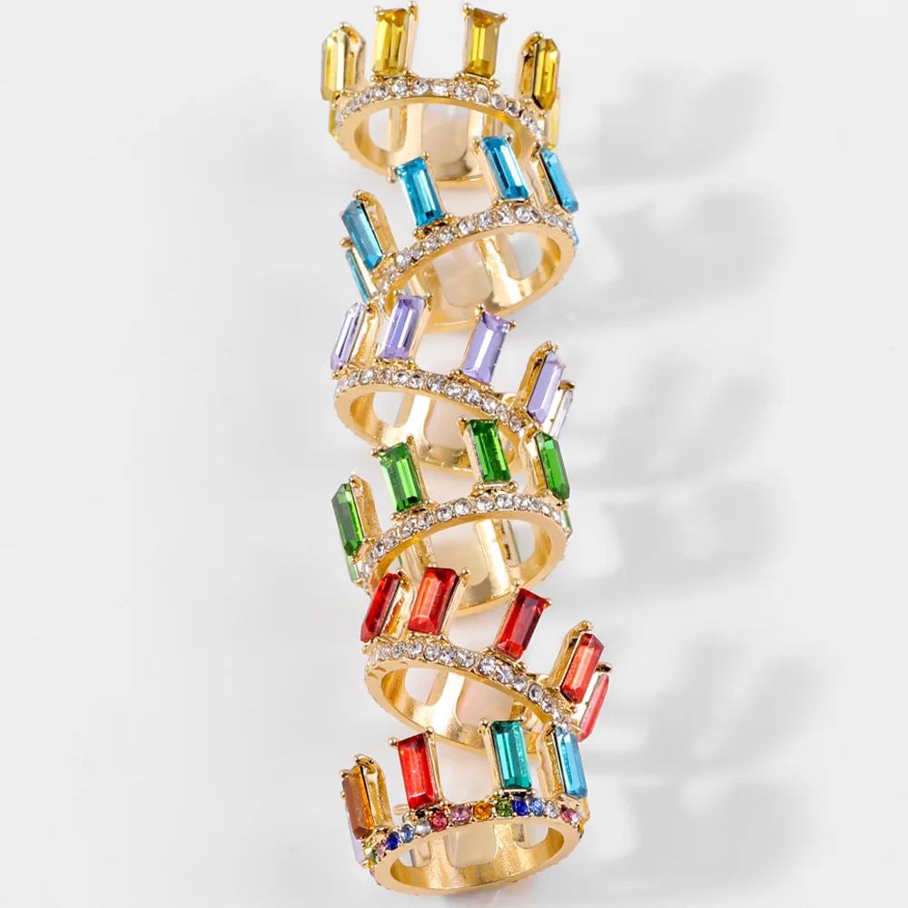 

Fashion Geometric Rainbow CZ Crystal Rings for Women Engagement Cubic Zirconia Bride Wedding Crown Rings Charm Jewelry