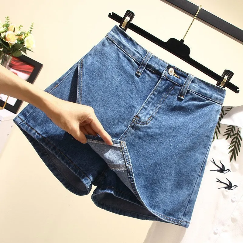 Женские уличные свободные шорты джинсовые шорты повседневные модные широкие шорты с высокой талией однотонные джинсы больших размеров