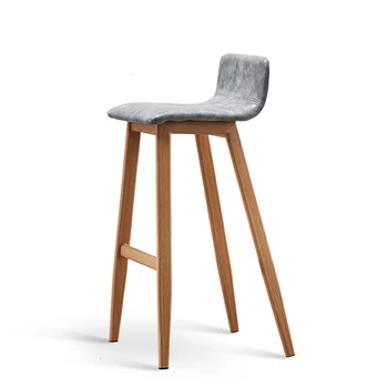 

Nordic Bar Chair Modern Solid Wood High Foot Stool Simplicity Backrest Originality Light Extravagant Gold Metal Chair Cheap ins