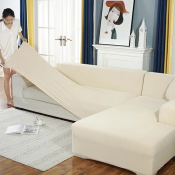 

Knitted/Flannel Solid Color Corner Sofa Covers Multi-size Stretch Furniture Covers Universal Elastic Sectional Sofa Slipcover