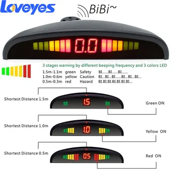

Vehicle Reverse Radar Buzzer Small Crescent LED Display Rada Parking Sensor 4 Probe Blind Spot Detection Parking Sensor System