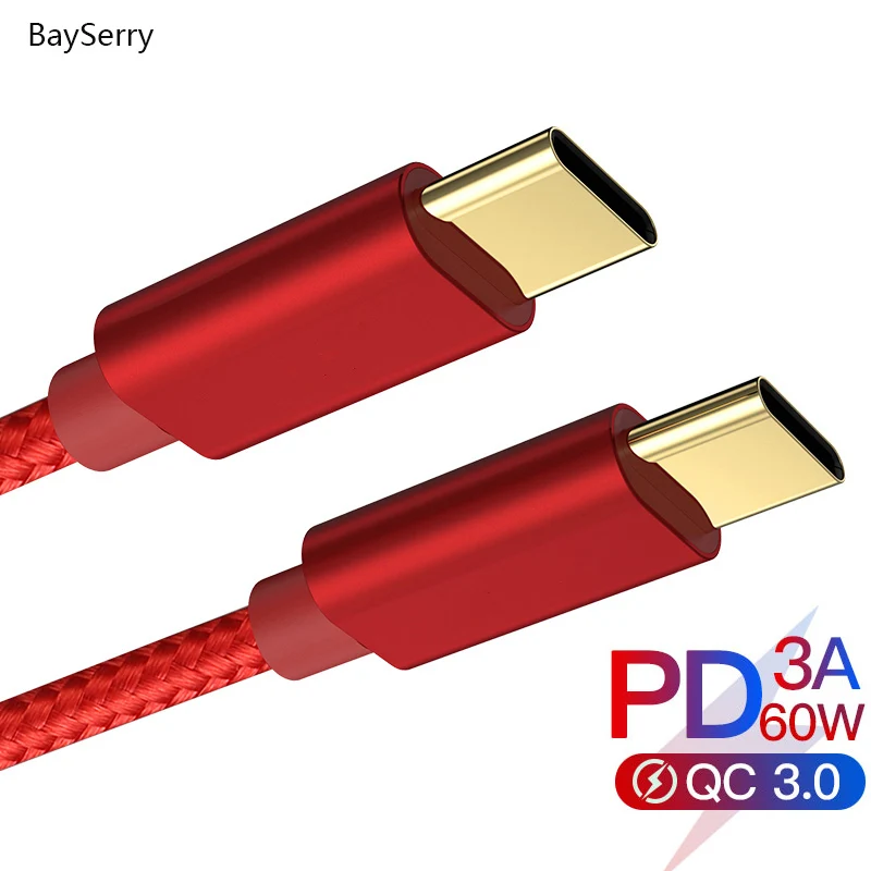 Двойной USB C кабель 60 Вт 3A PD зарядный кабель типа c к type c кабель QC3.0 для передачи данных для xiaomi huawei phone notebook кабель быстрой зарядки